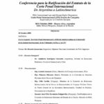 Conferencia para la Ratificación del Estatuto de la Corte Penal Internacional De Argentina a LatinoAmerica (Oct. 2000)