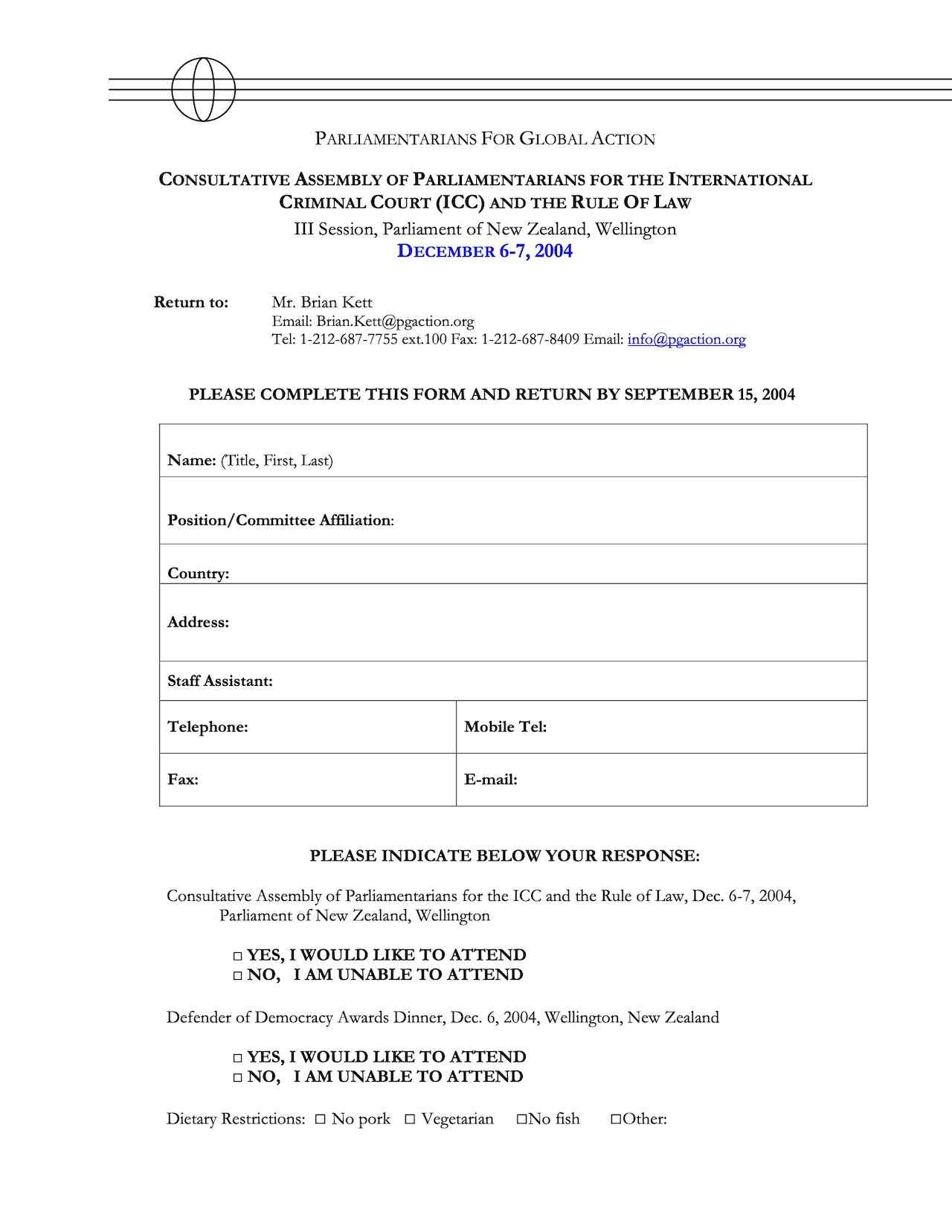 Response Form: PGA CAP-ICC III (2004)