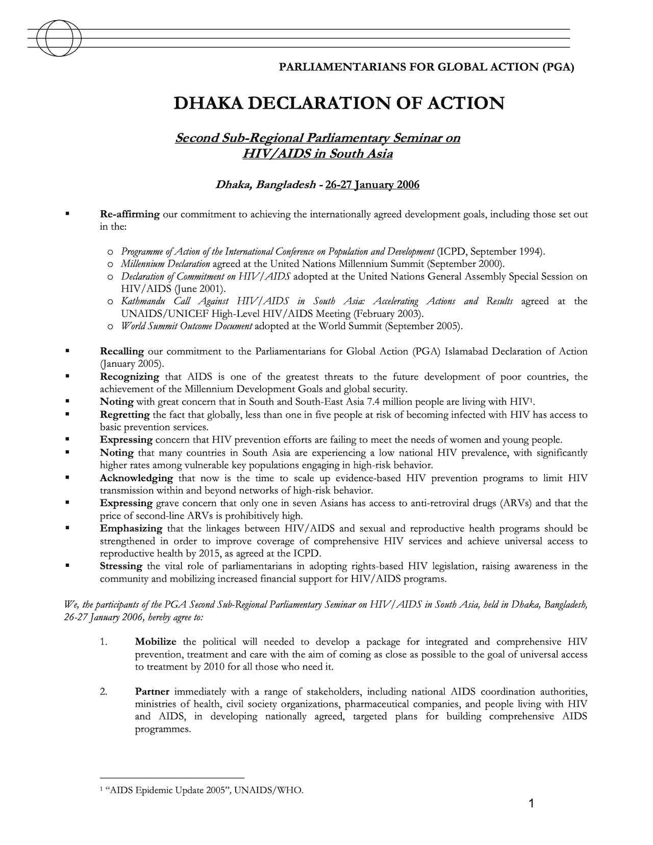 Dhaka Declaration of Action