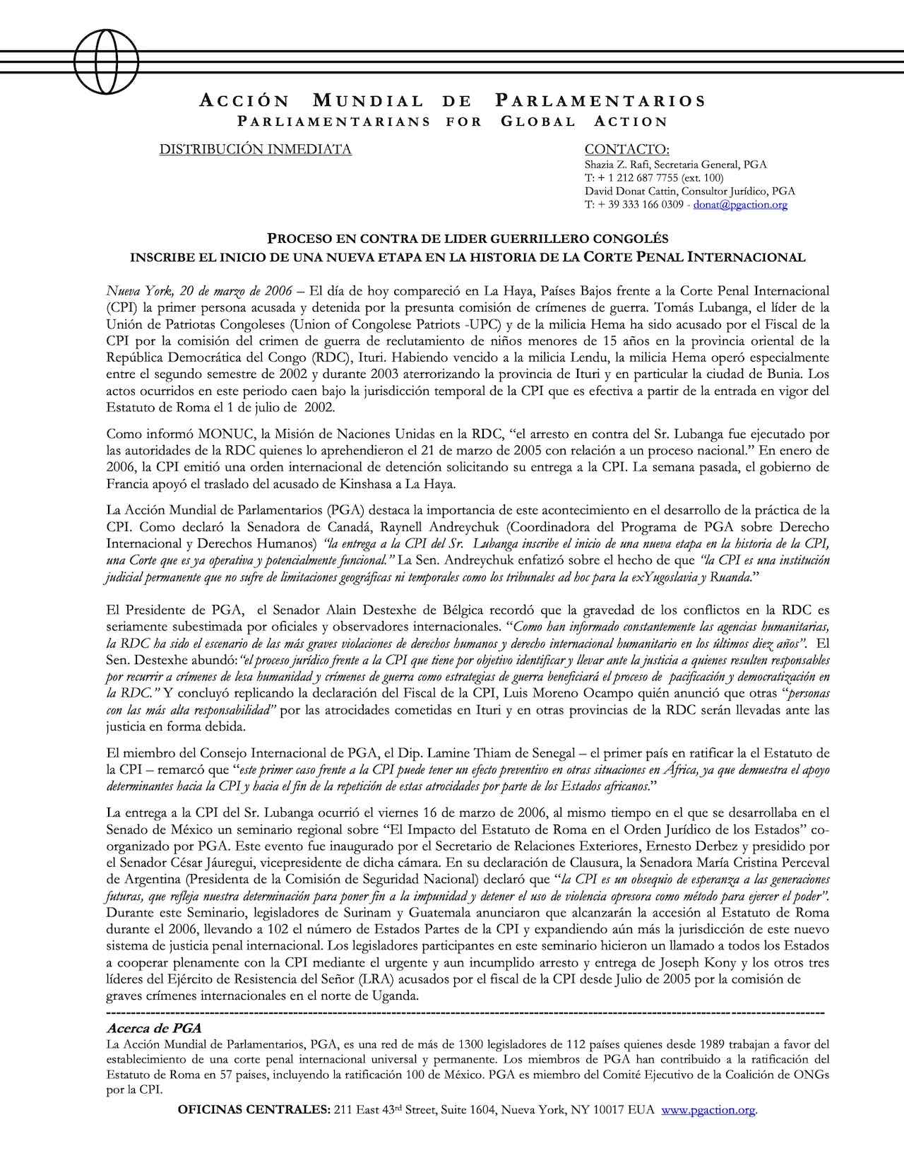 Proceso En Contra De Lider Guerrillero Congolés Inscribe El Inicio De Una Nueva Etapa En La Historia De La Corte Penal Internacional