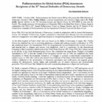 PGA Announces Recipients of the 11th Annual Defender of Democracy Awards