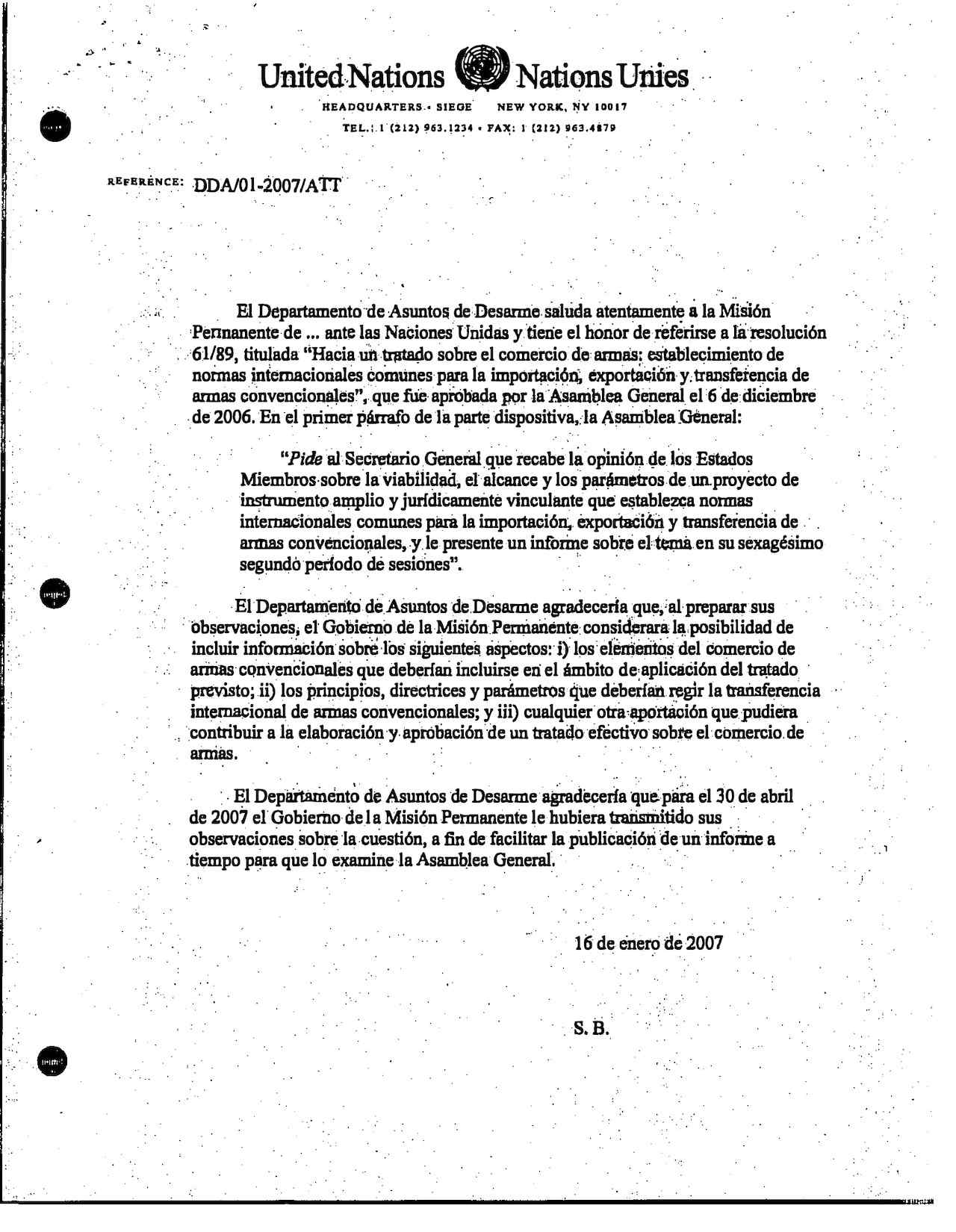 El Departamento de Asuntos de Desarmé