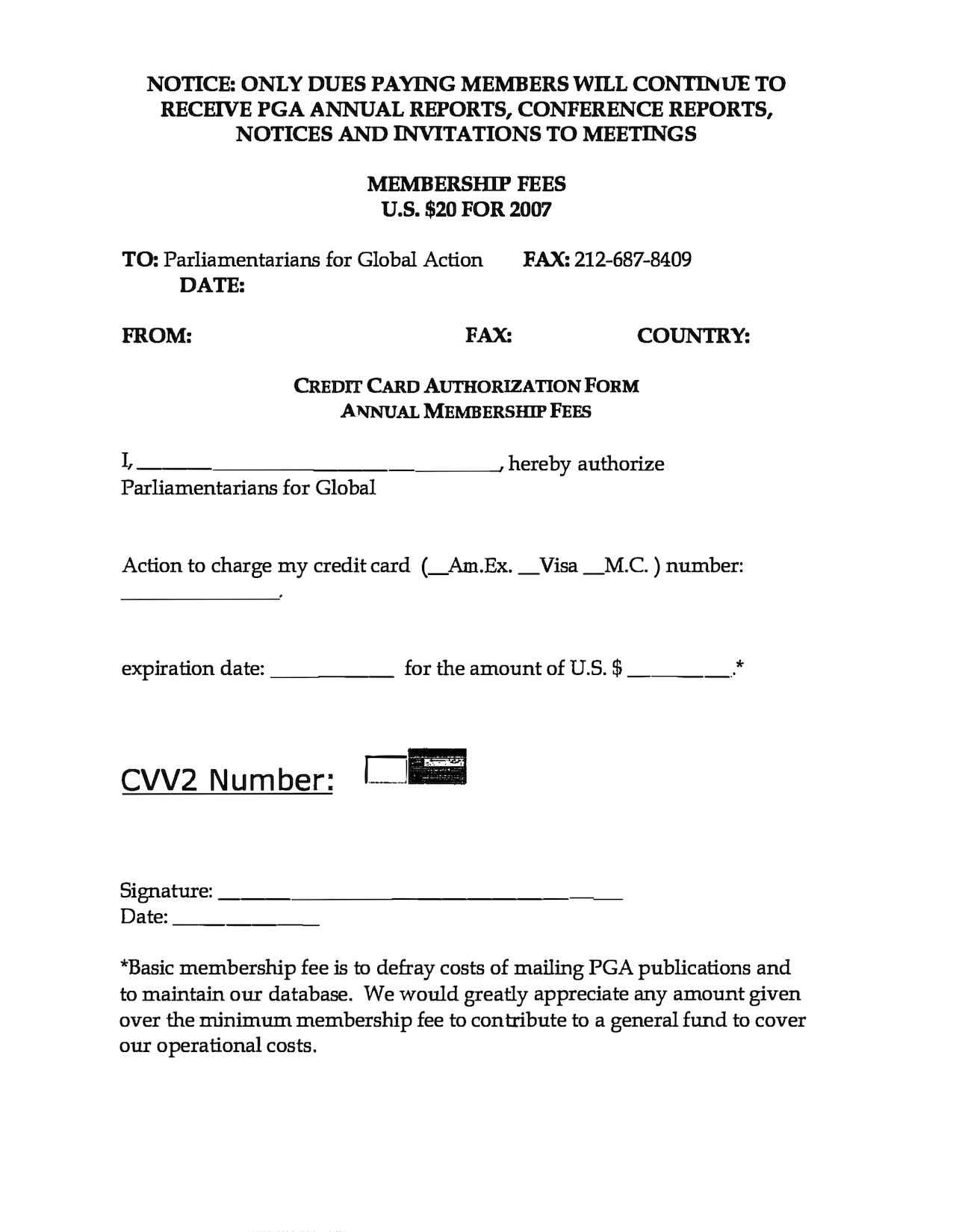 Credit Card Authorization Form (2007)