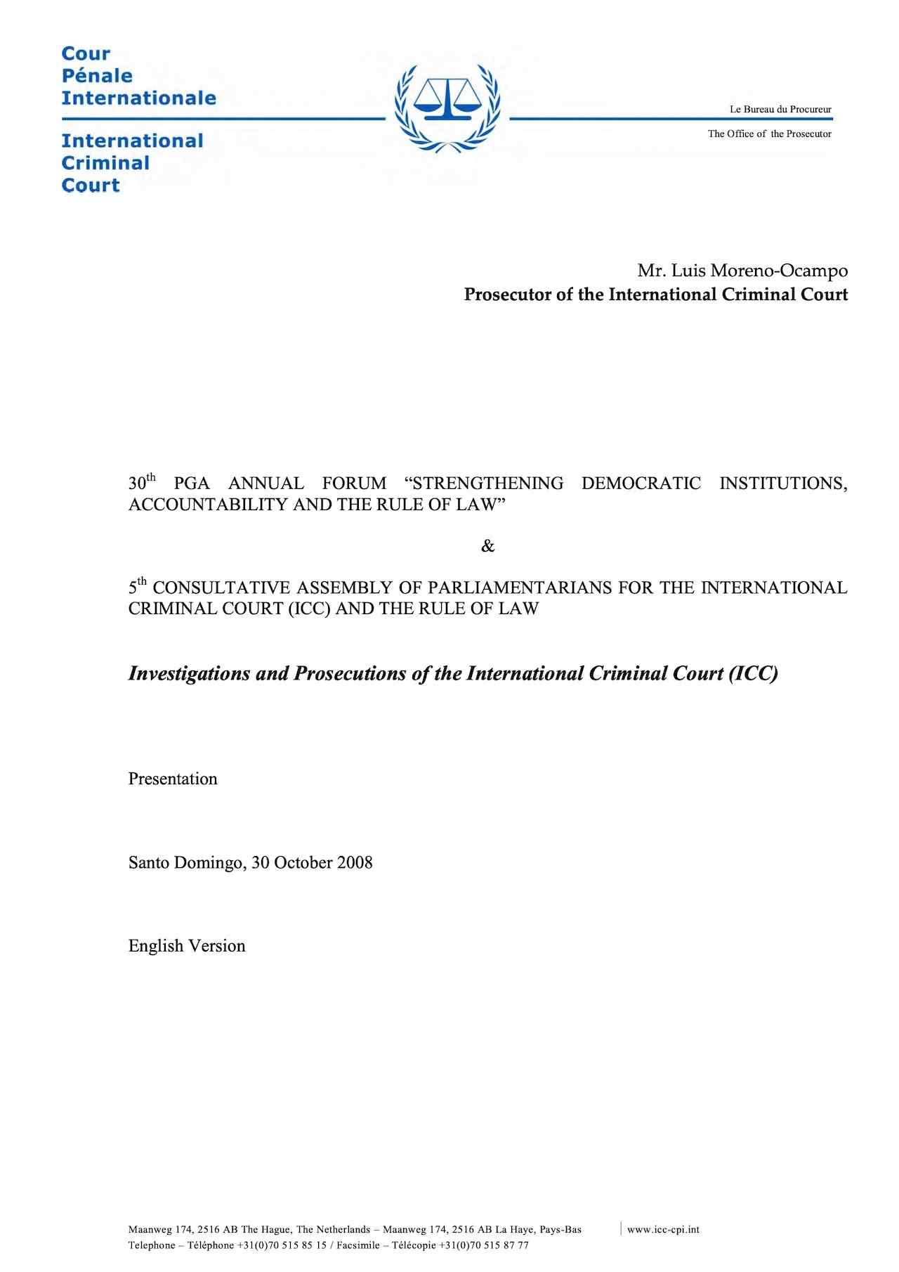 Speech by Mr. Luis Moreno-Ocampo