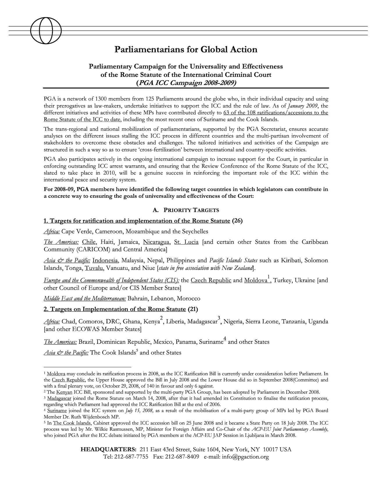 Calendar: PGA ICC Campaign 2008-2009