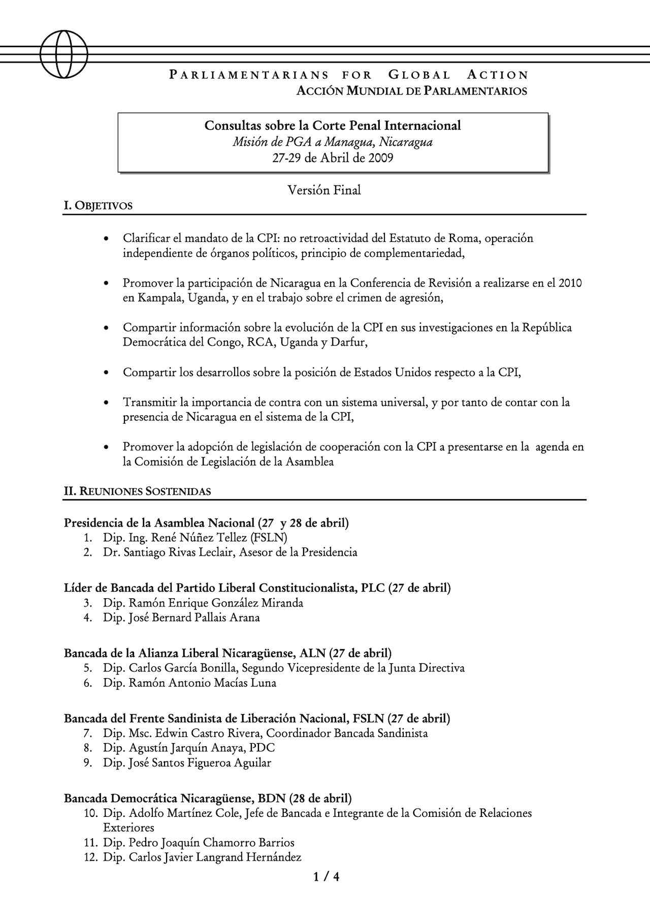 Agenda: Consultas sobre la Corte Penal Internacional