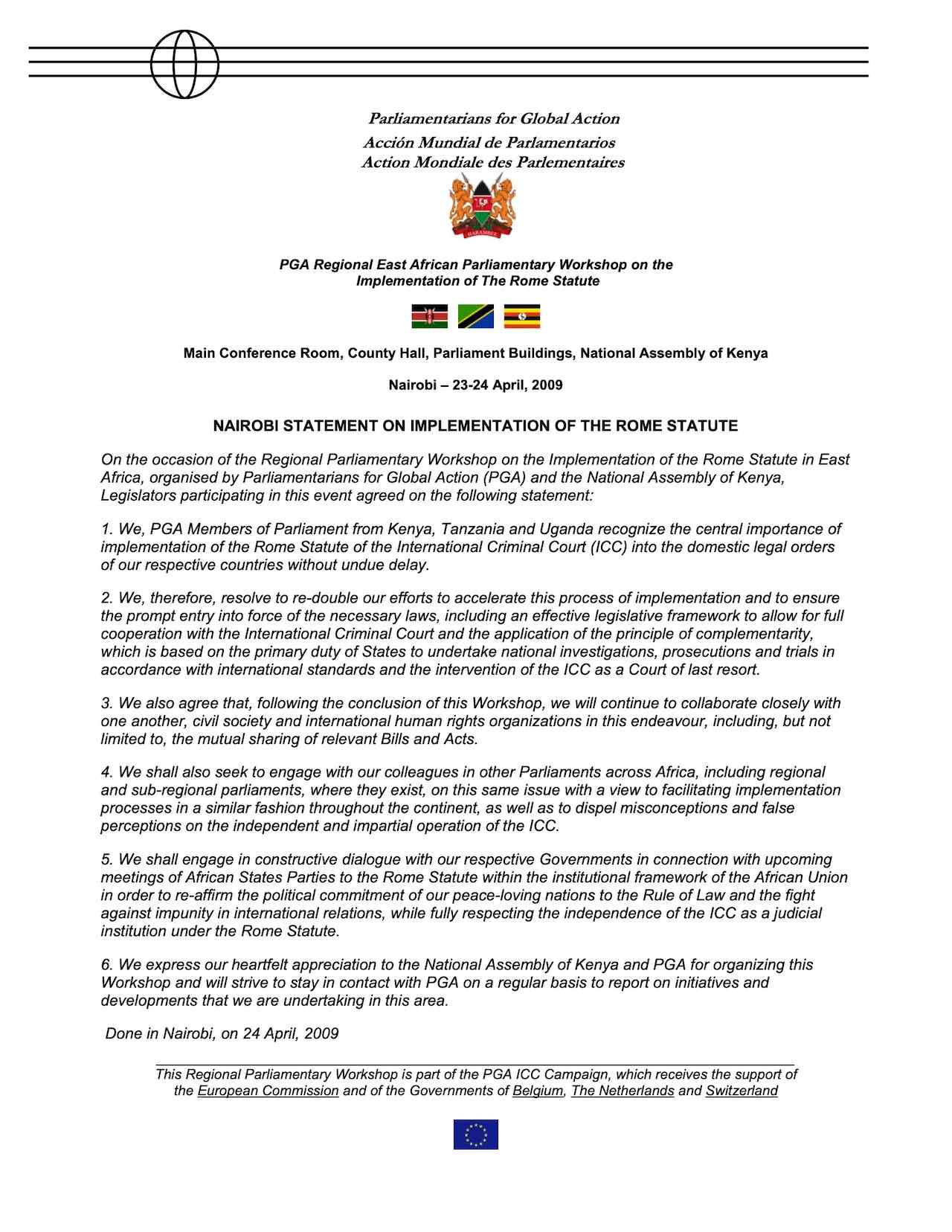 Nairobi Statement on Implementation of the Rome Statute (Apr. 2009)