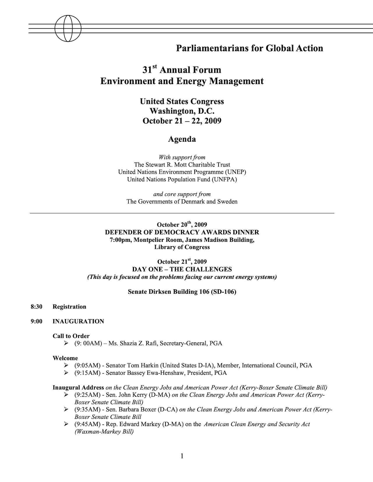 Agenda - 31st Annual Forum: Environment and Energy Management
