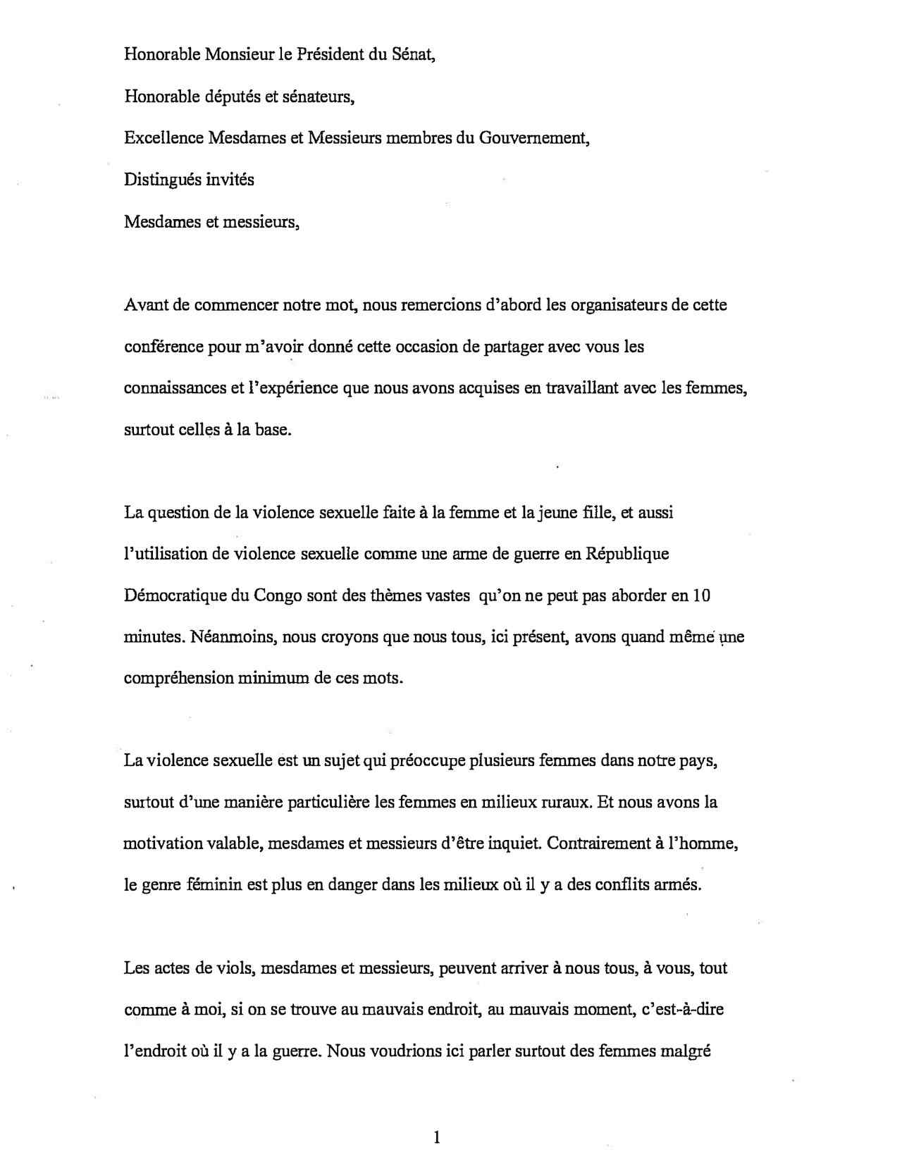 Mme. Jaynet Kabila, President of the Foundation Laurent-Désiré Kabila and Coordinator of the Initiative « Women for Peace in the Great Lakes Region
