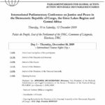 Agenda: International Parliamentary Conference on Justice and Peace in the Democratic Republic of Congo, the Great Lakes Region and Central Africa