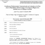 Agenda: Conférence Parlementaire Internationale sur la Justice et la Paix dans la République Démocratique du Congo, la Région des Grands Lacs et l’Afrique Centrale