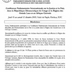 Résolutions: Conférence Parlementaire Intemationale sur la Justice et la Paix dans la République Démocratique du Congo et la Région des Grands Lacs et en Afrique Centrale