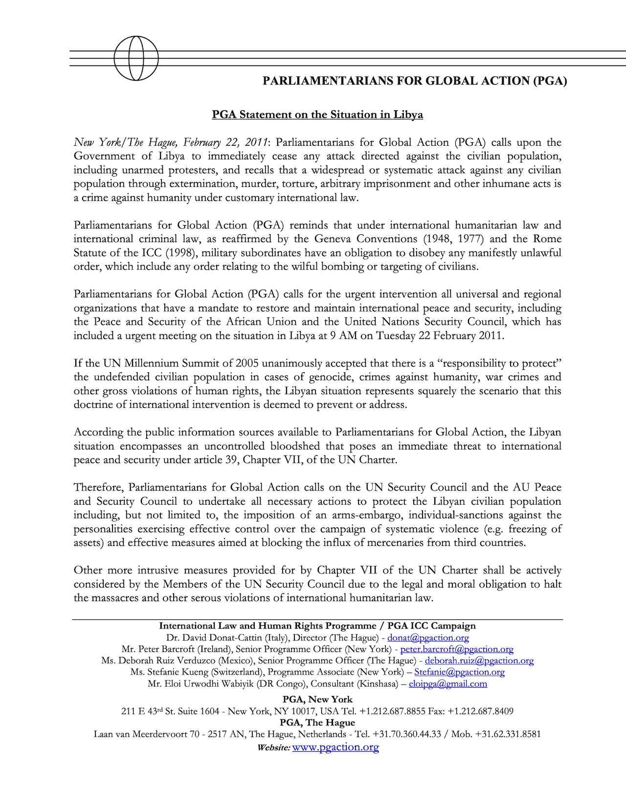 Calendar: Rome Statute Campaign (2011-2012)