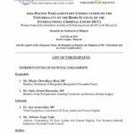 List of Participants: Agenda: Asia-Pacific Parliamentary Consultation on the Universality of the Rome Statute of the International Criminal Court