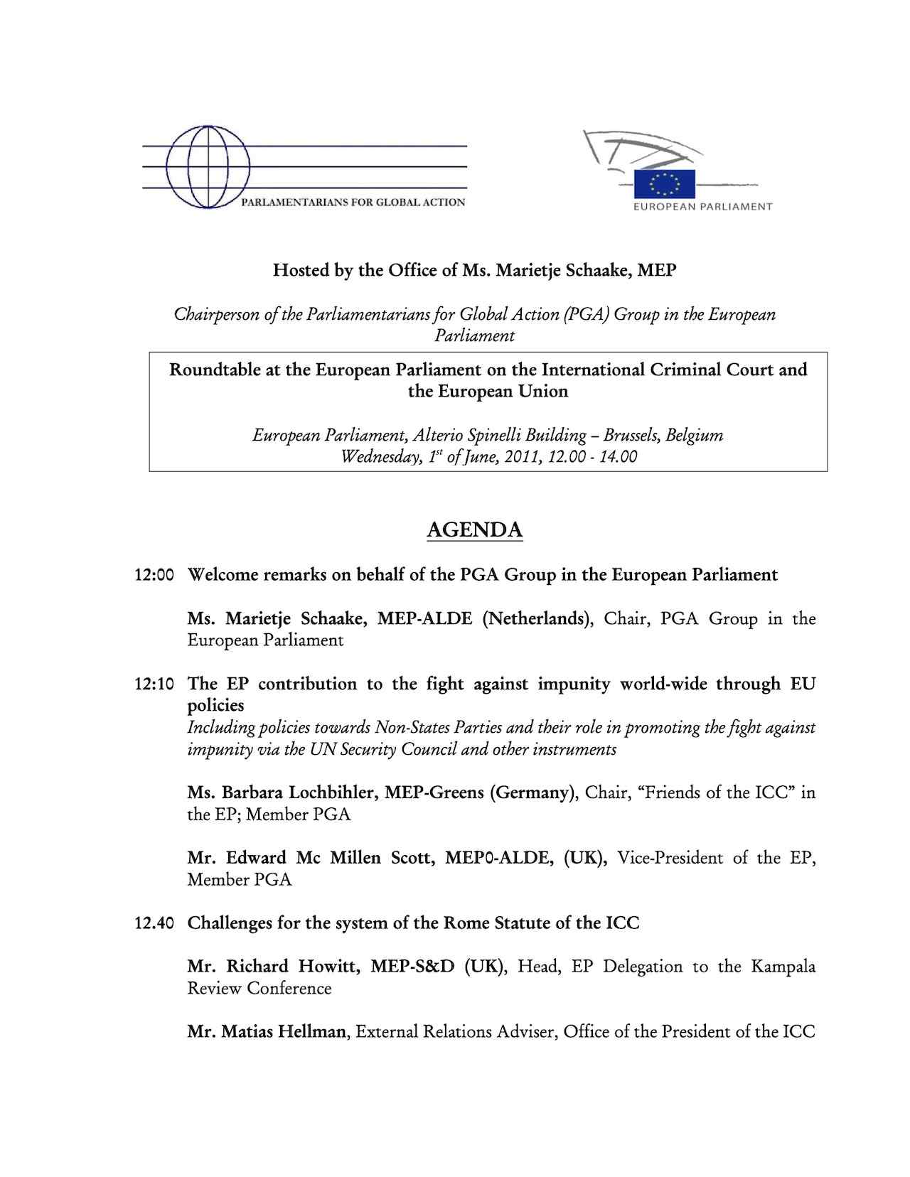Roundtable at the European Parliament on the International Criminal Court and the European Union