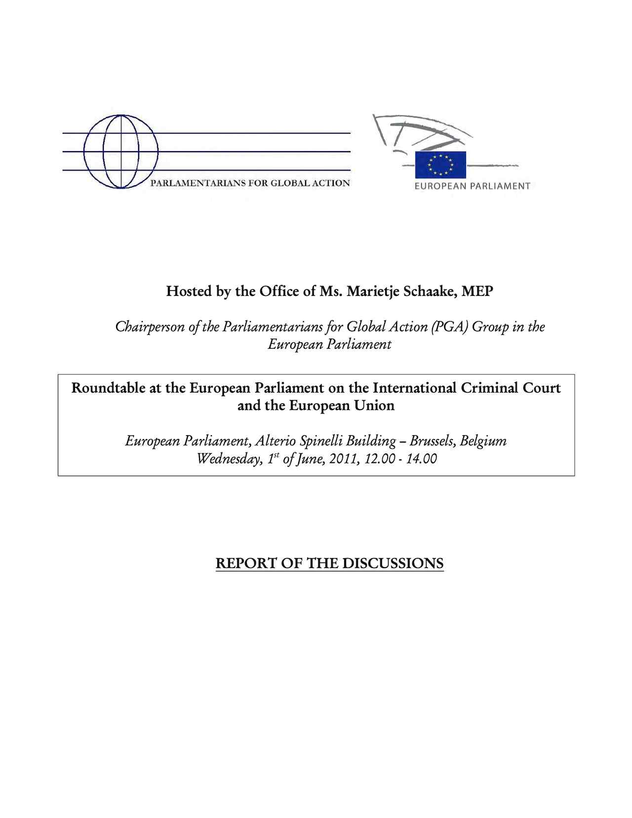 Roundtable at the European Parliament on the International Criminal Court (Jun. 2011)