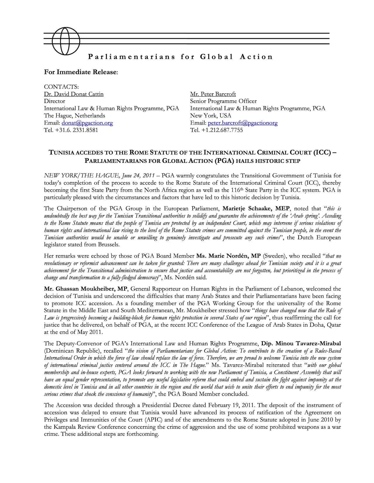 Parliamentary Consultations on the Rule of Law & Justice in the Central African Republic (Oct. 2011)