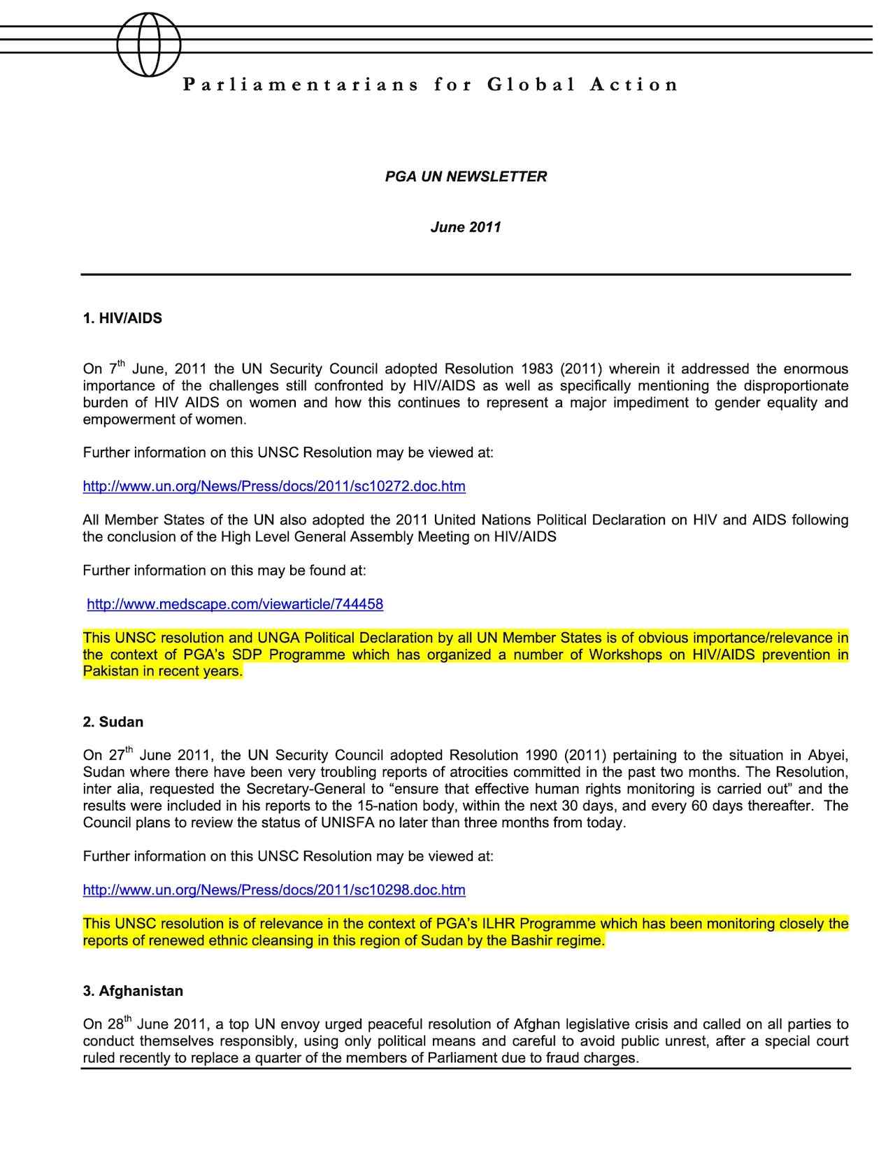 PGA UN Newsletter (Jun. 2011)