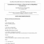 Liste des Participants: Consultations sur la Justice et l’Etat de droit en République Centrafricaine