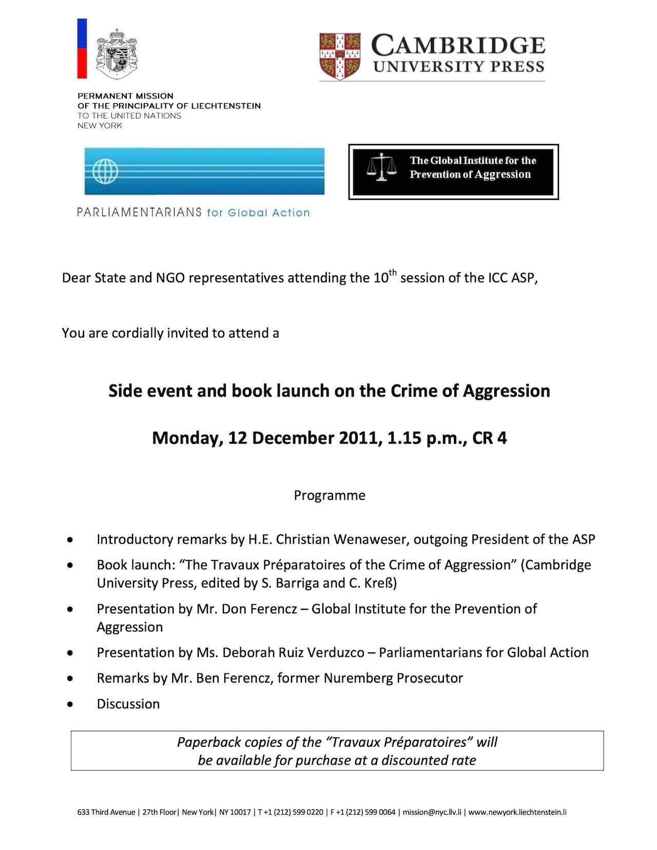 Statement made by Mr. Felipe Michelini MP (Uruguay) on behalf of the NGO Community to the 3rd ATT PrepCom at United Nations Headquarters in New York on 14 July, 2011