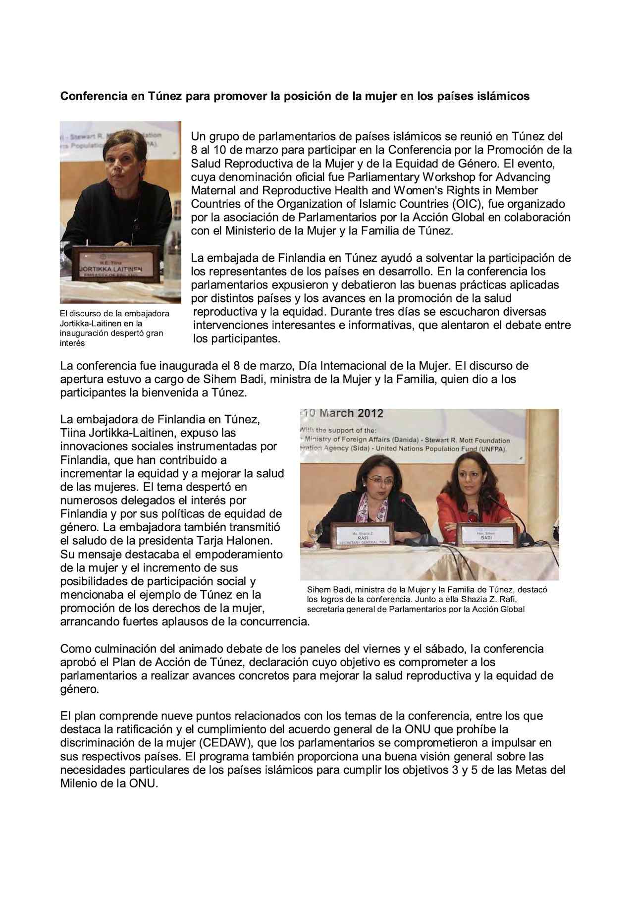 Conferencia en Túnez para promover la posición de la mujer en los países islámicos