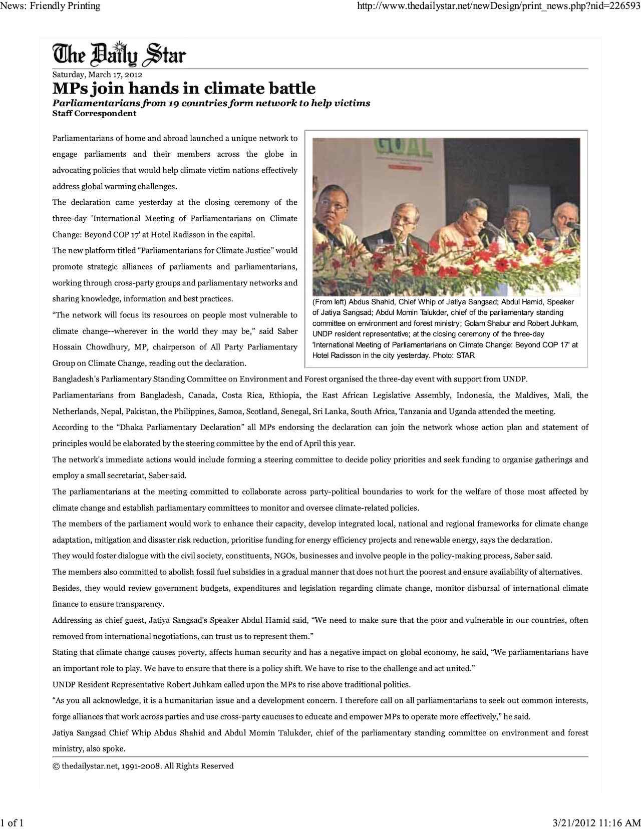 MPs Join Hands in Climate Battle