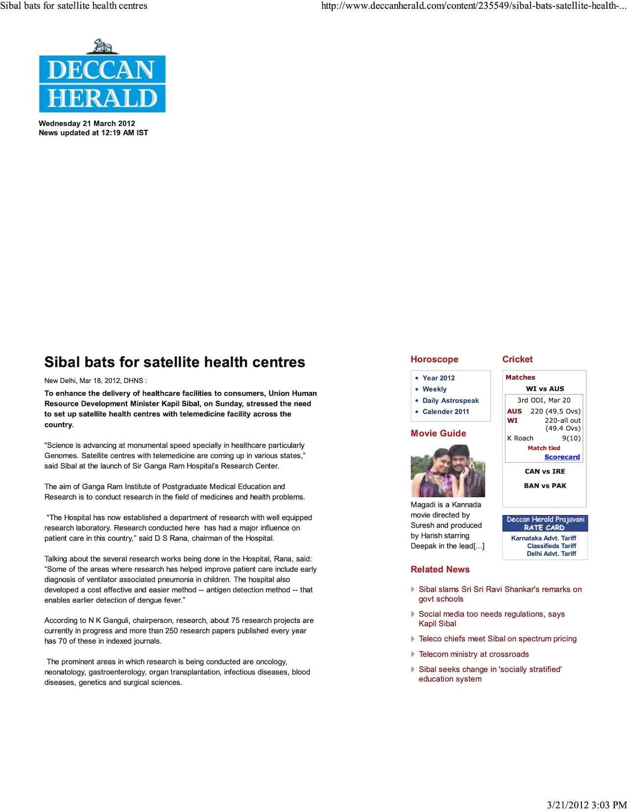 Sibal bats for satellite health centres