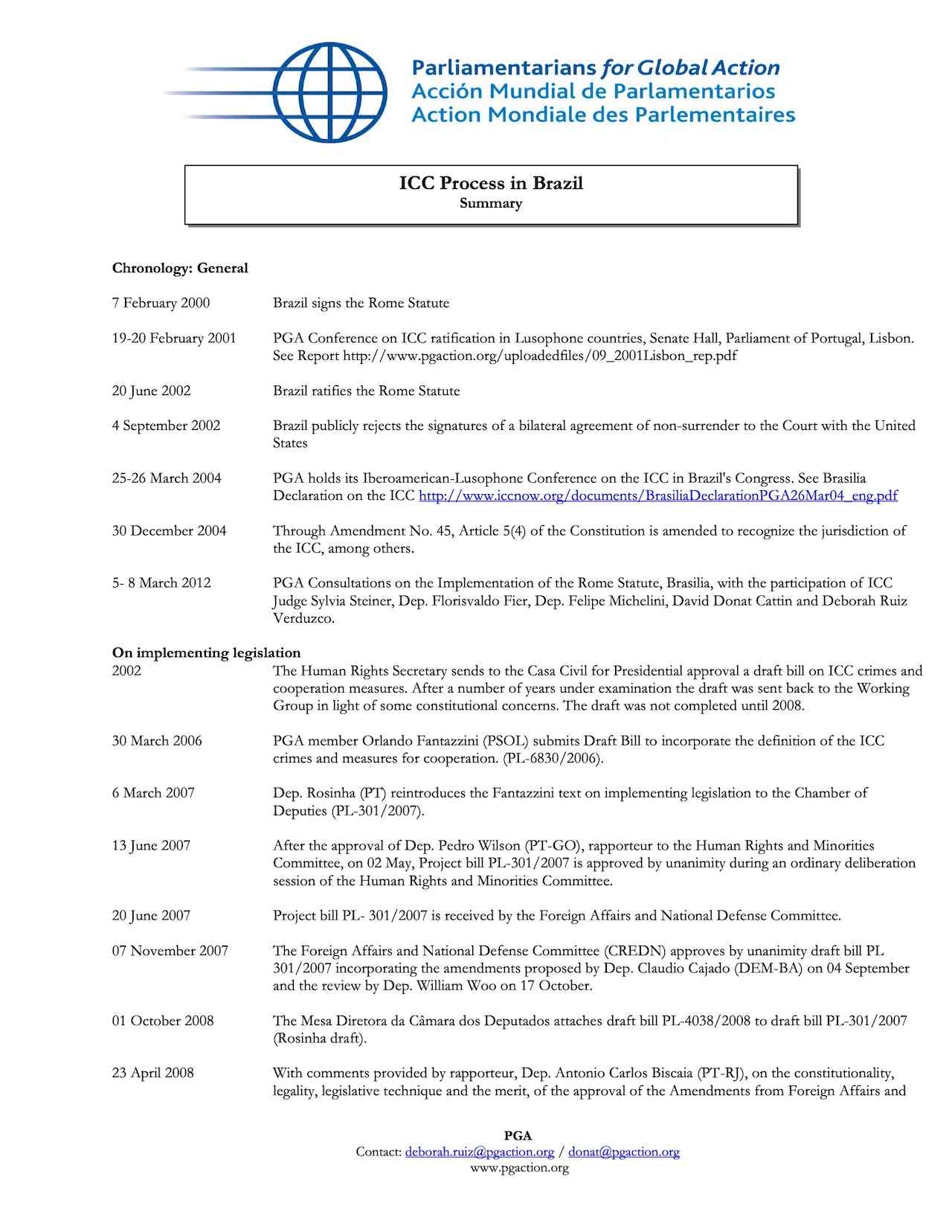 Chronology: ICC Process in Brazil