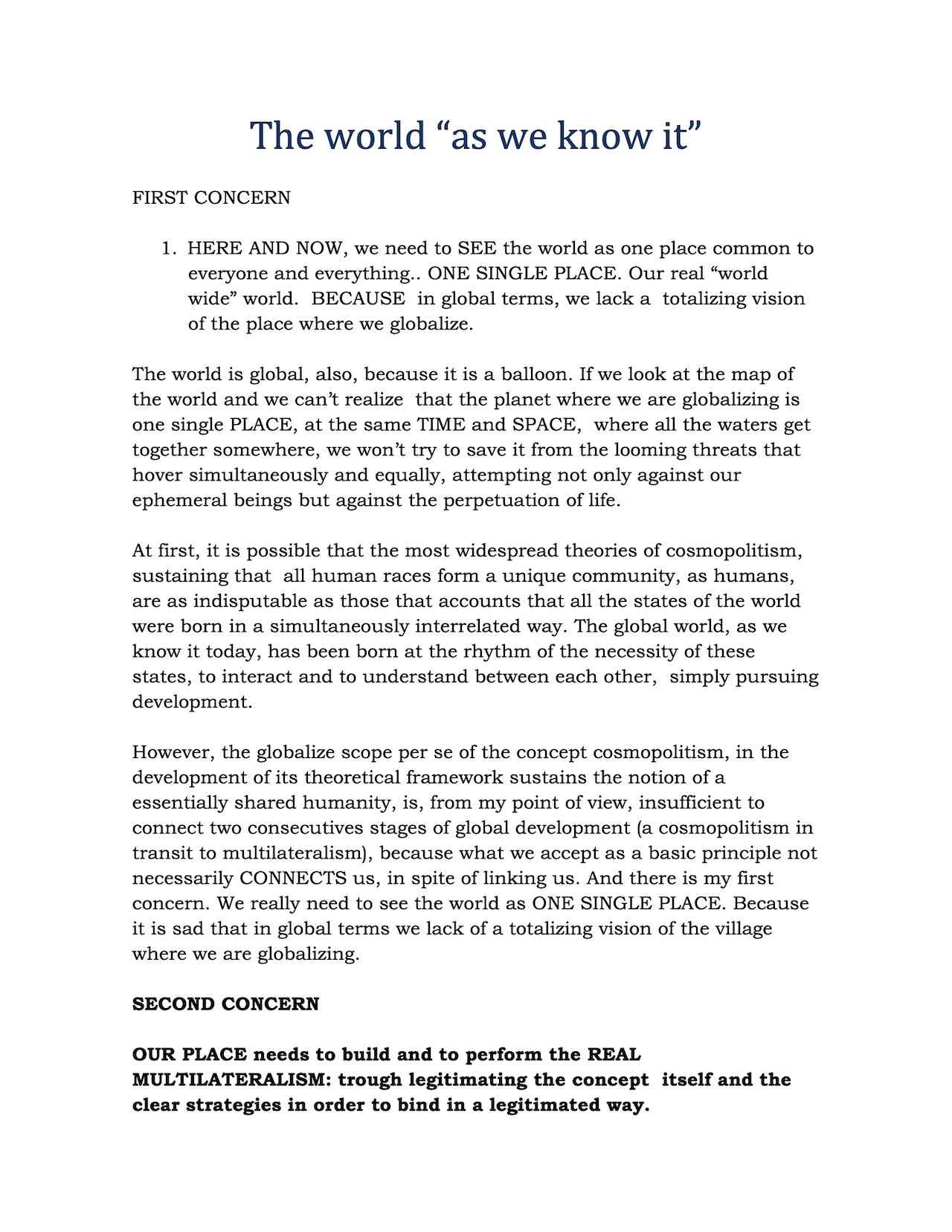 Speech by Minou Tavarez: The World As We Know It (Sep. 2012)