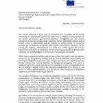 Letter to Baroness Catherine Ashton of Upholland