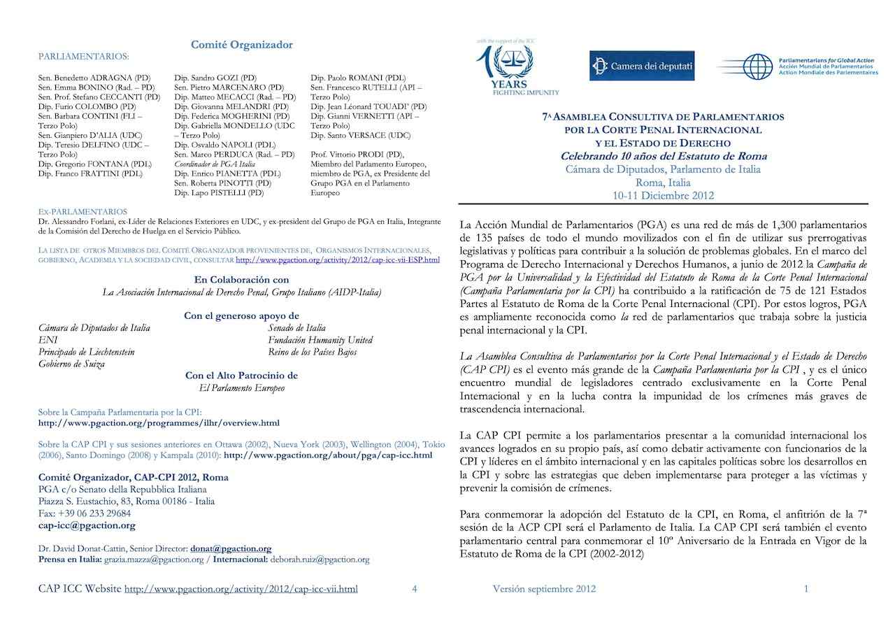 7a Asamblea Consultiva de Parlamentarios por la Corte Penal Internacional y el Estato de Derecho