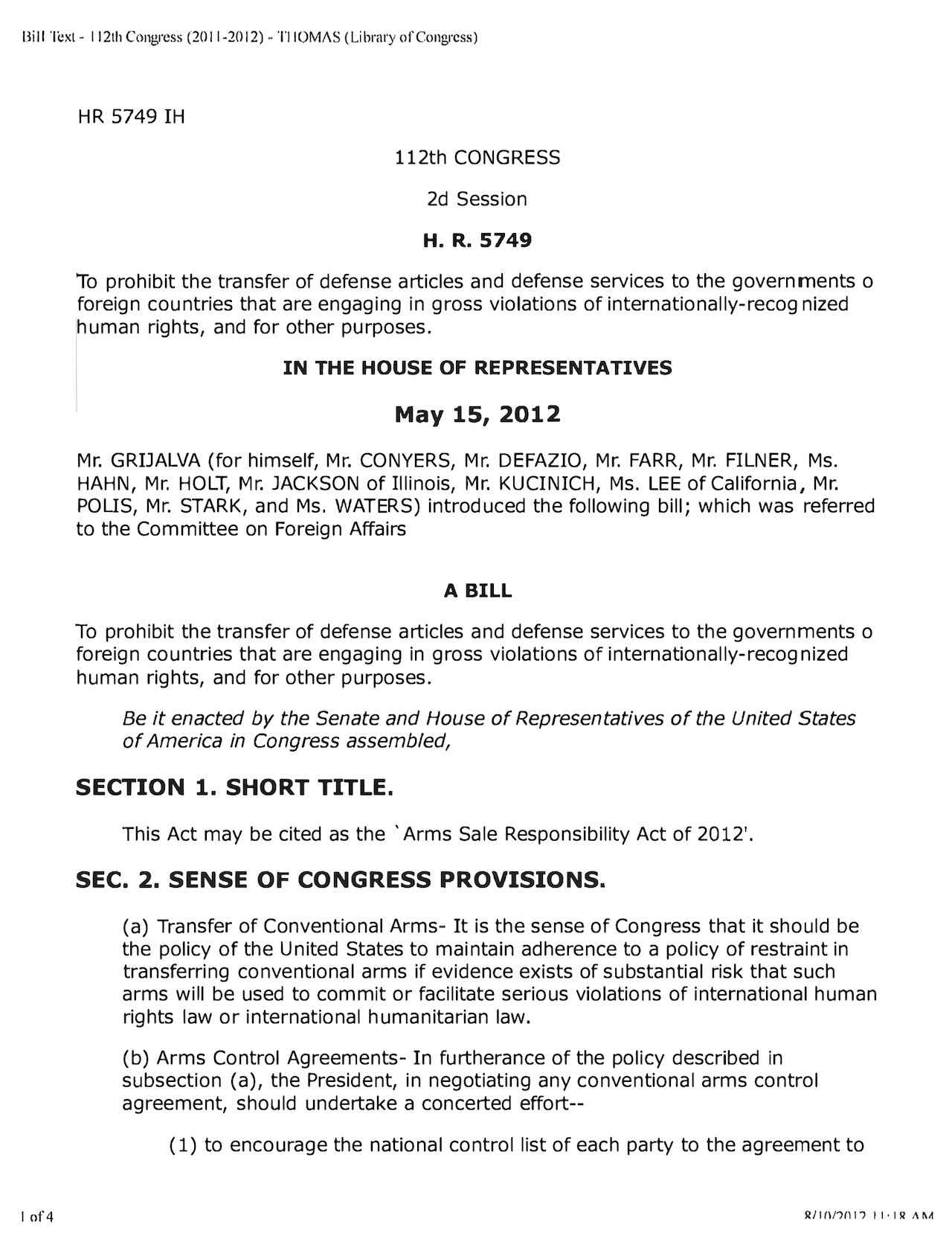 Arms Sale Responsibility Act of 2012