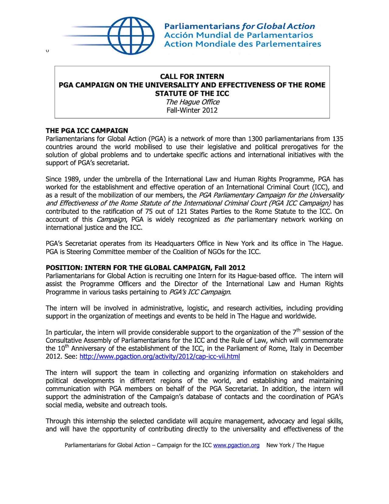 Call for Intern (Fall-Winter 2012)