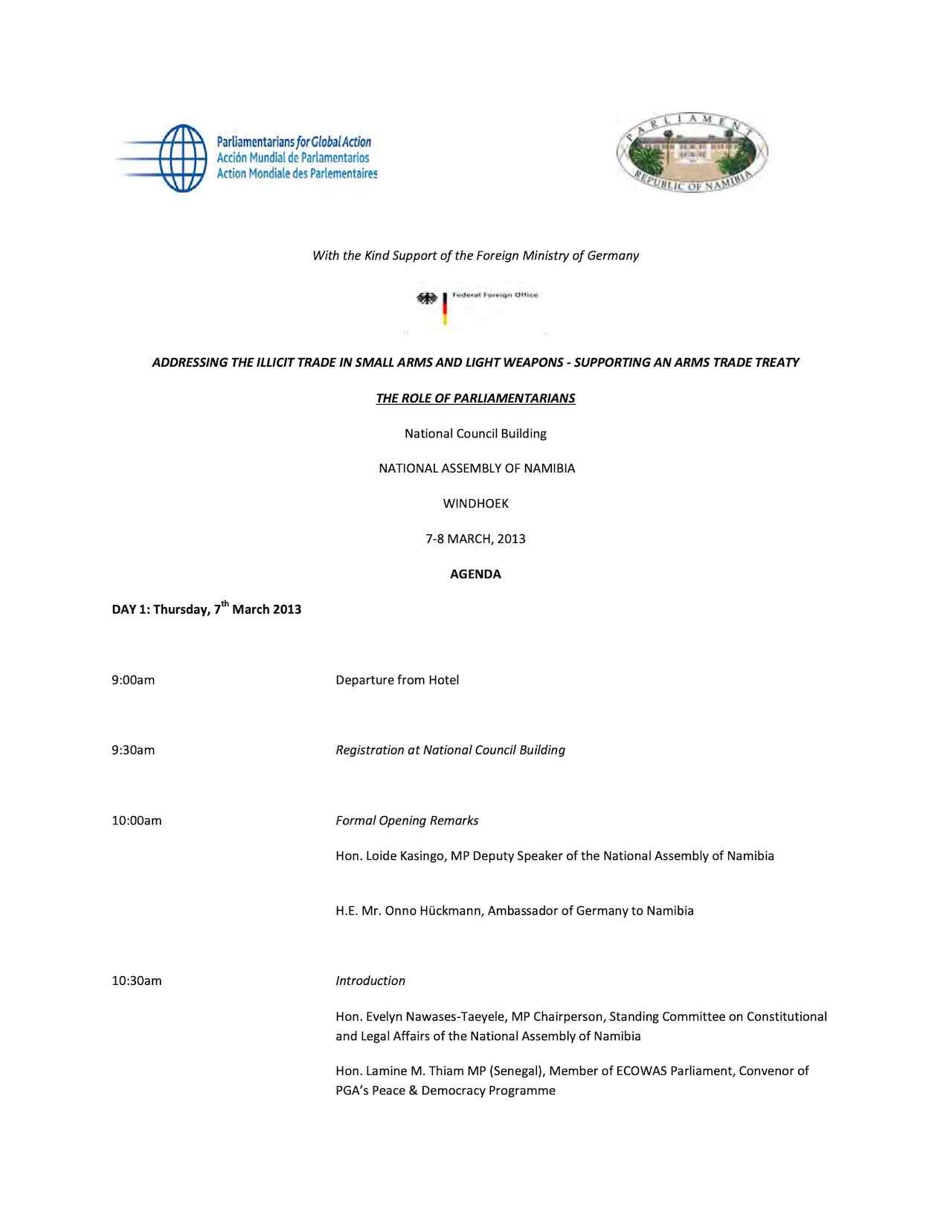 Agenda: Addressing the Illicity Trade in Small Arms and Light Weapons - Supporting an Arms Trade Treaty
