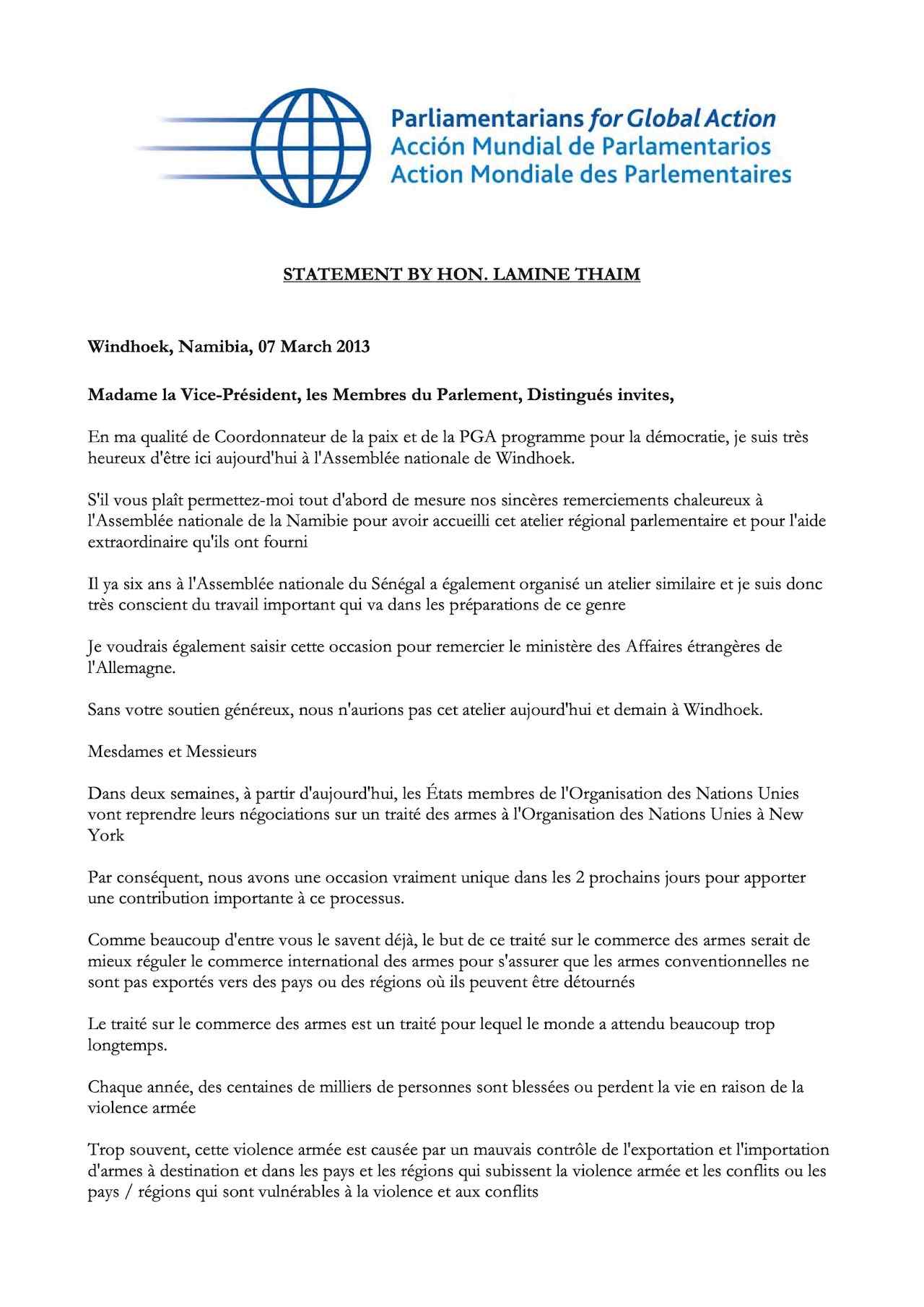 Statement by Hon. Lamine Thaim (French)