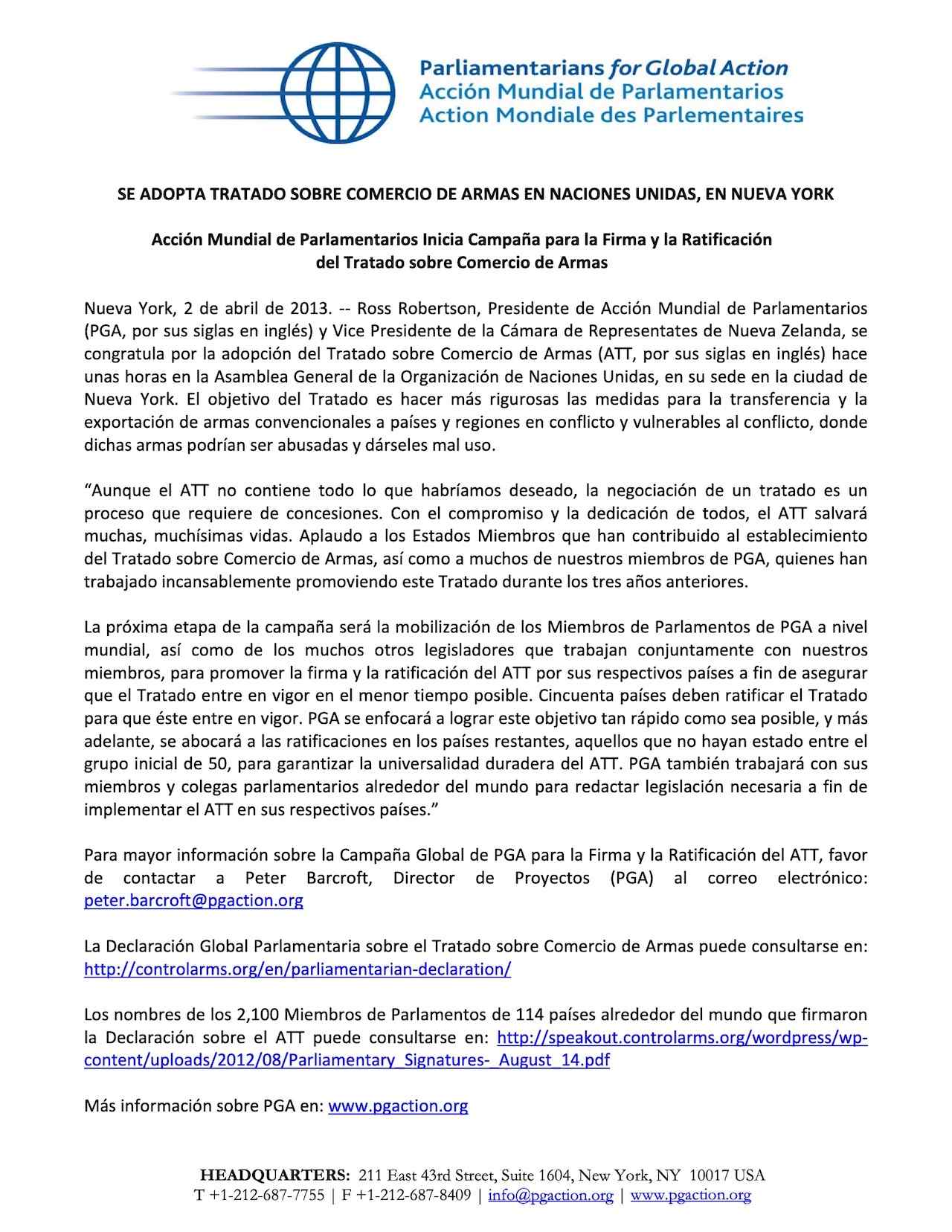 Se Adopta Tratado Sobre Comercio De Armas En Naciones Unidas, En Nueva York