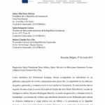Carta a Señor Otto Pérez Molina, Presidente de la República de Guatemala