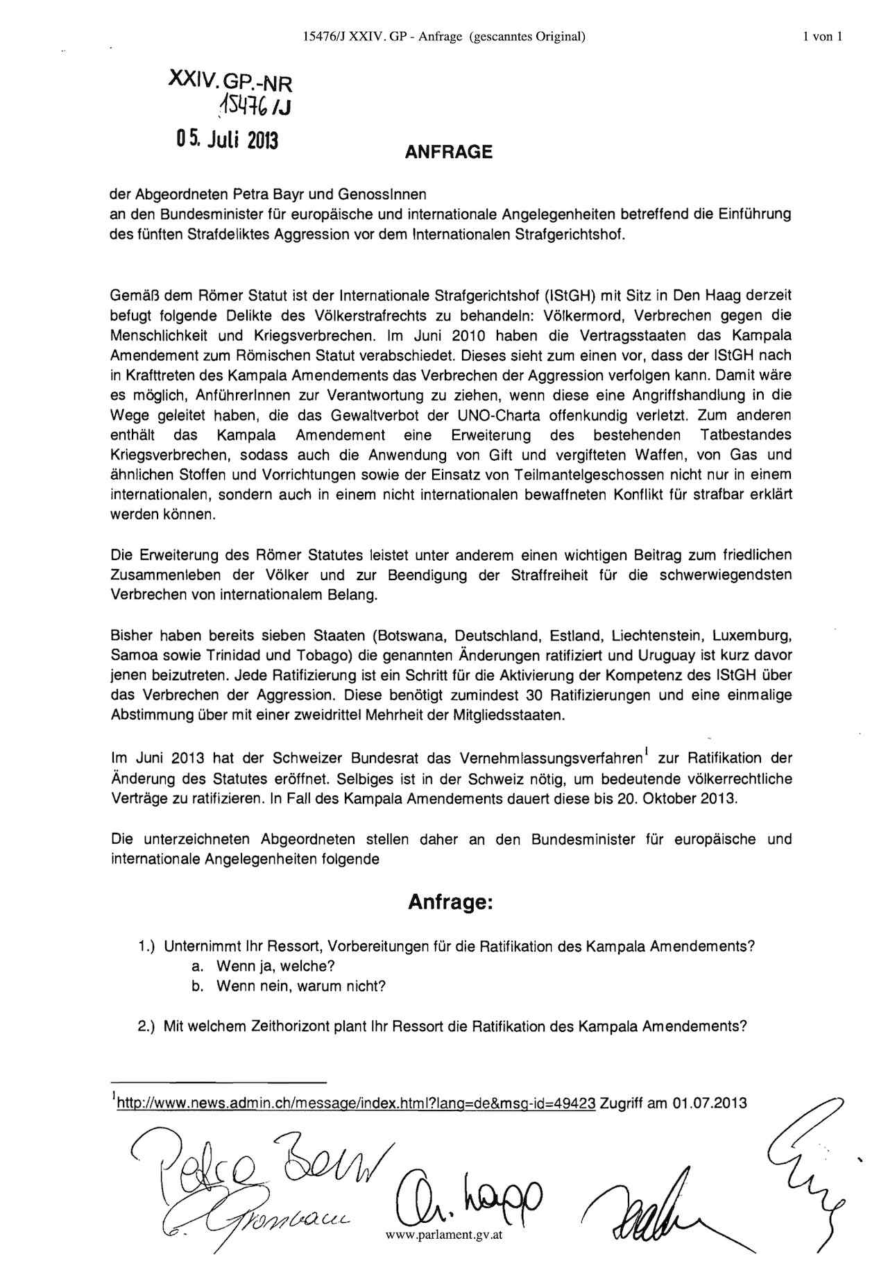 Anfrage der Abgeordneten Petra Bayr und Genossinnen