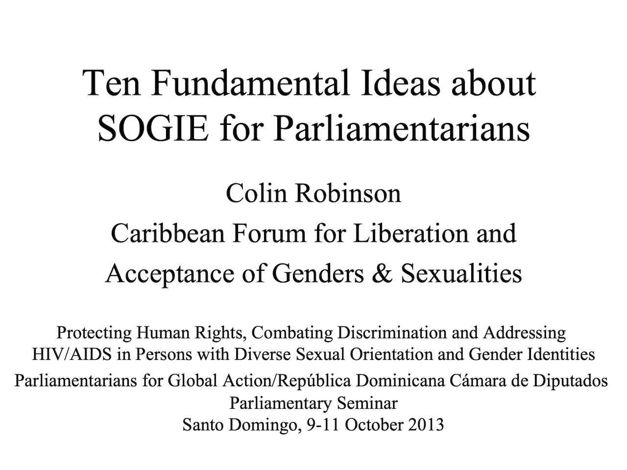 Ten Fundamental Ideas about SOGIE for Parliamentarians