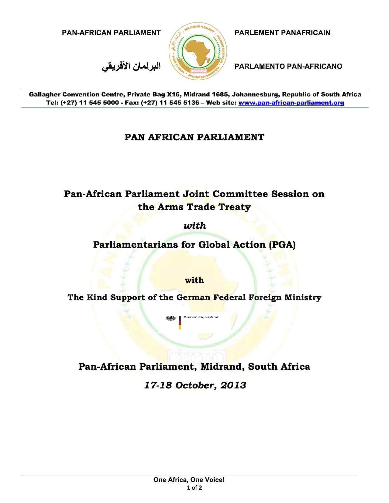 Midrand Communique - Joint Committee Session on the Arms Trade Treaty (Oct. 2013)