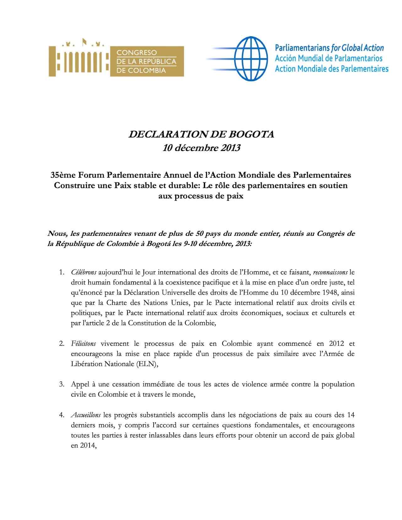 Declaration De Bogota (Dec. 2013)