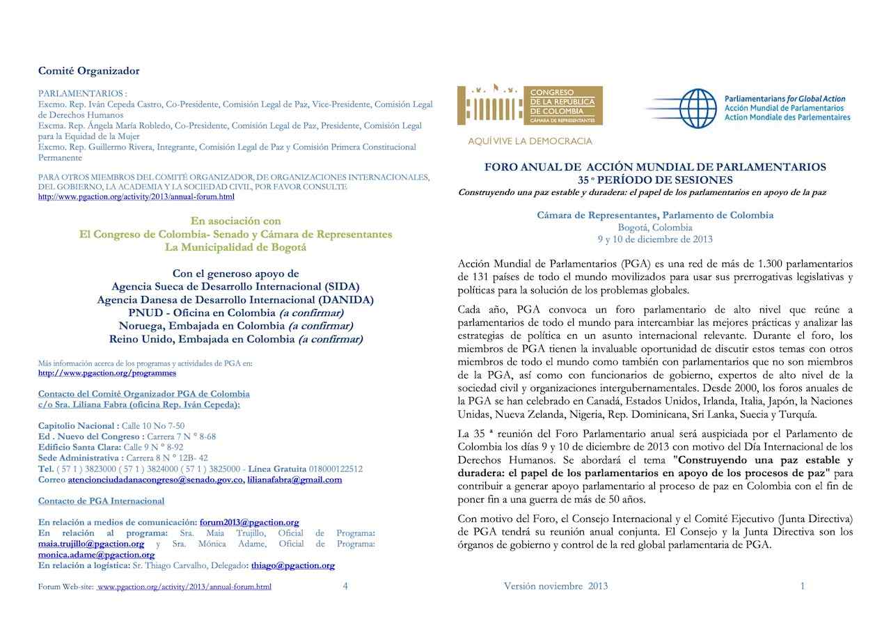 Foro Anual De Acción Mundial De Parlamentarios - 35o Periodo de Sesiones