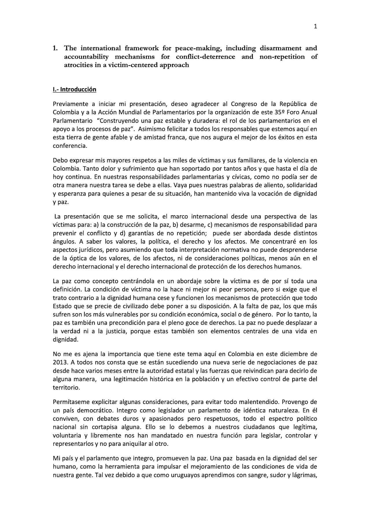 Remarks by Felipe Michellini