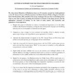 Letter Of Support For The Peace Process In Colombia