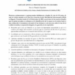 Carta De Apoyo Al Proceso De Paz En Colombia